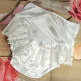 Baby Girls Ivory Bow & Lace Satin Knickers